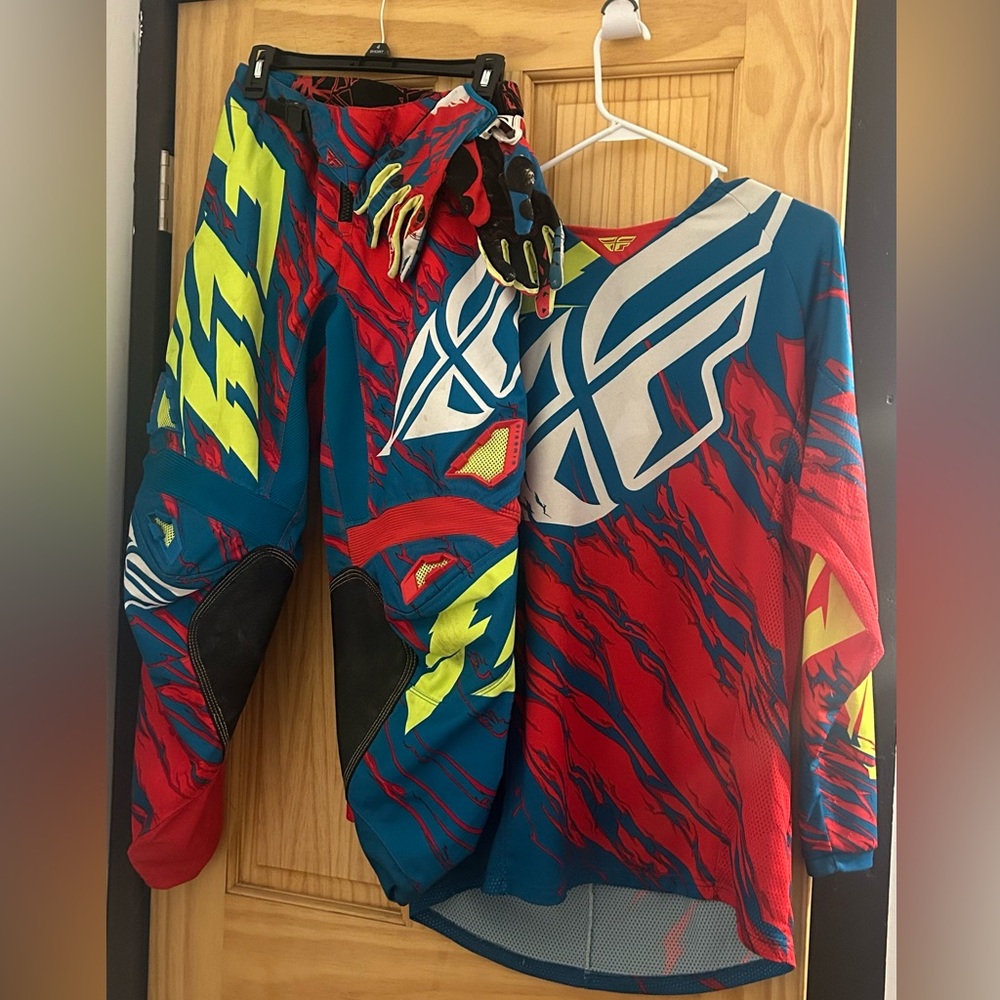 FLY Racing Motocross Jersey, Pants and gloves
